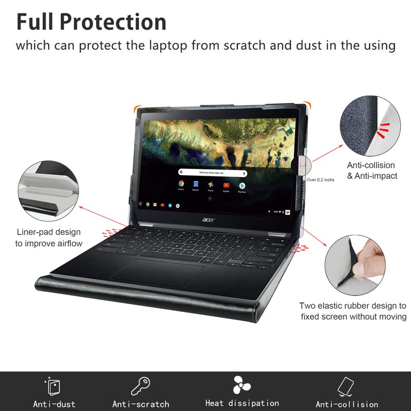 Alapmk حافظة واقية من Alapmk لجهاز Acer Chromebook Spin 511 R752TN R753T R756TN/CHROMEBOOK Spin 311 R721T R722T/R723T/Chromebook 311 C721 C722/Chromebook 511 C741L [لا تناسب CHROMEBOOK 311 C733T] 11.6 بوصة، أسود - Image 5
